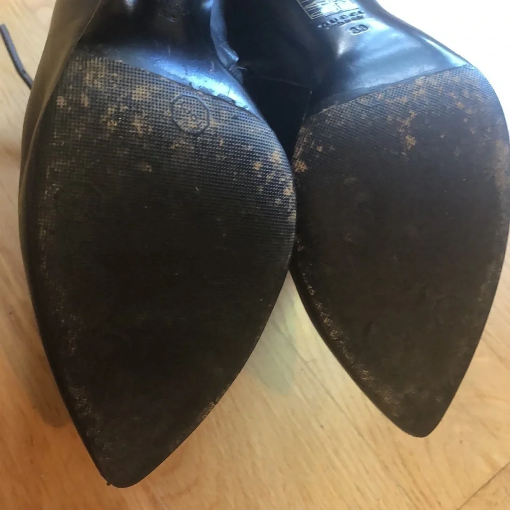 Gucci Black, Gold Buckle & Zipper Booties, Size 38 w/ Heel, Excellent Condition - Picture 11 of 11